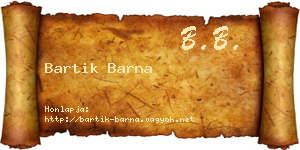Bartik Barna névjegykártya